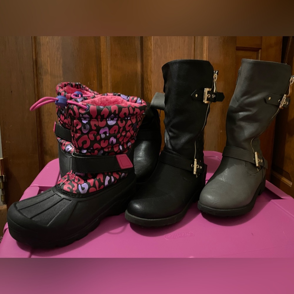 Three Pairs of Size 1 Girls Fall/Winter boots